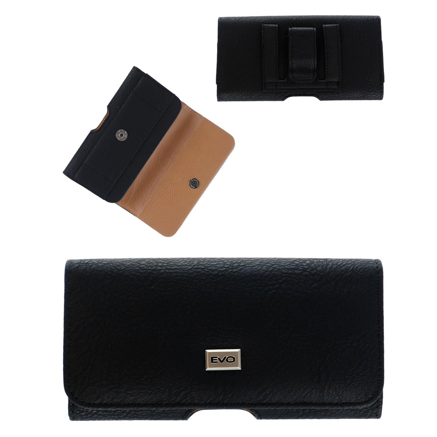 EVO Horizontal Texture Leather Protective Pouch 5.5 Inch - Black