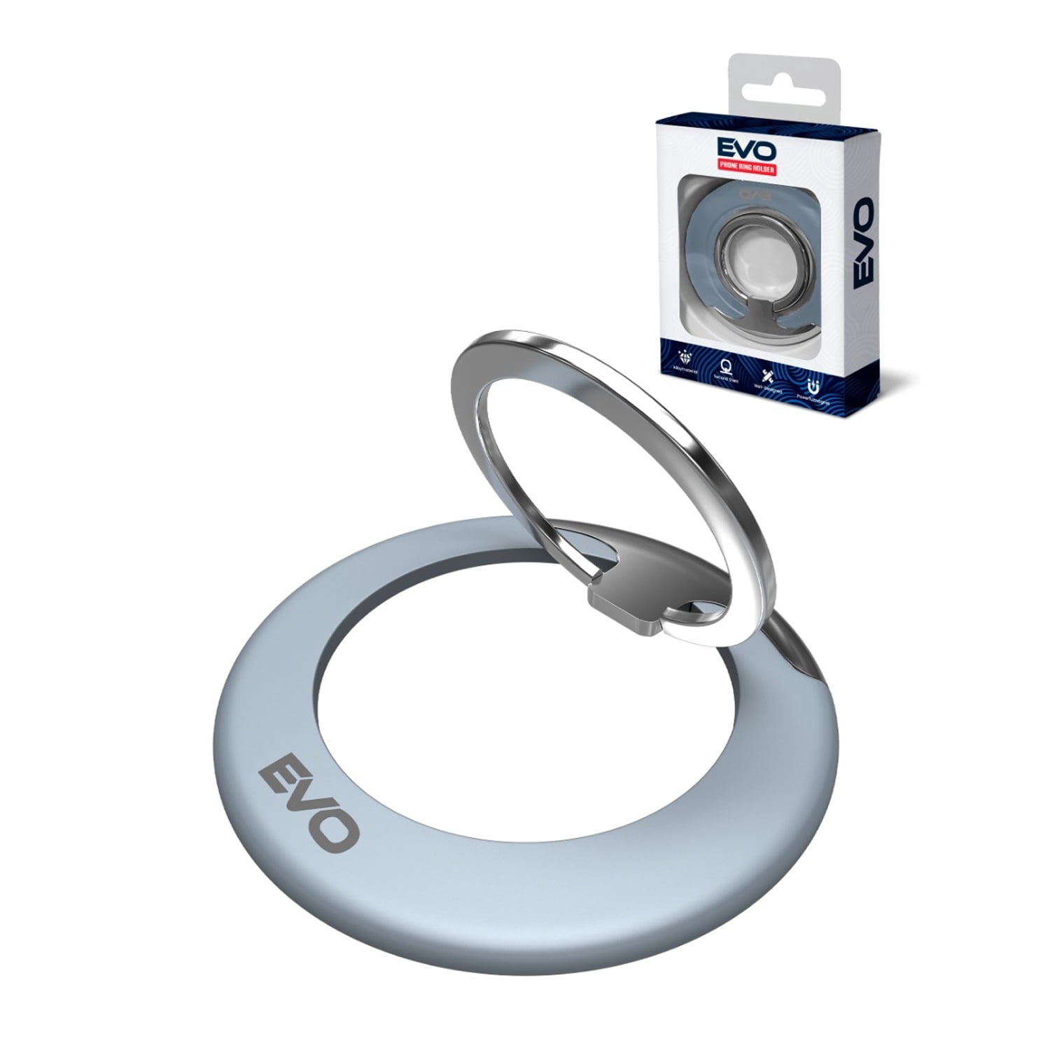 EVO PO1 Magnetic Grip Ring Stand for Wireless Charging Ready Smartphones - Blue