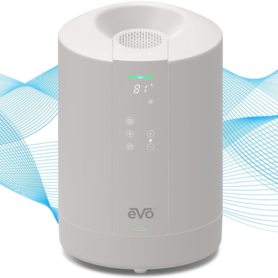 EVO Self Sanitizing Pure Mist Humidifier (6L Capacity) – 28 Hour Continuous Run Time, Dishwasher Safe Base, Empty Tank Auto Shut-Off