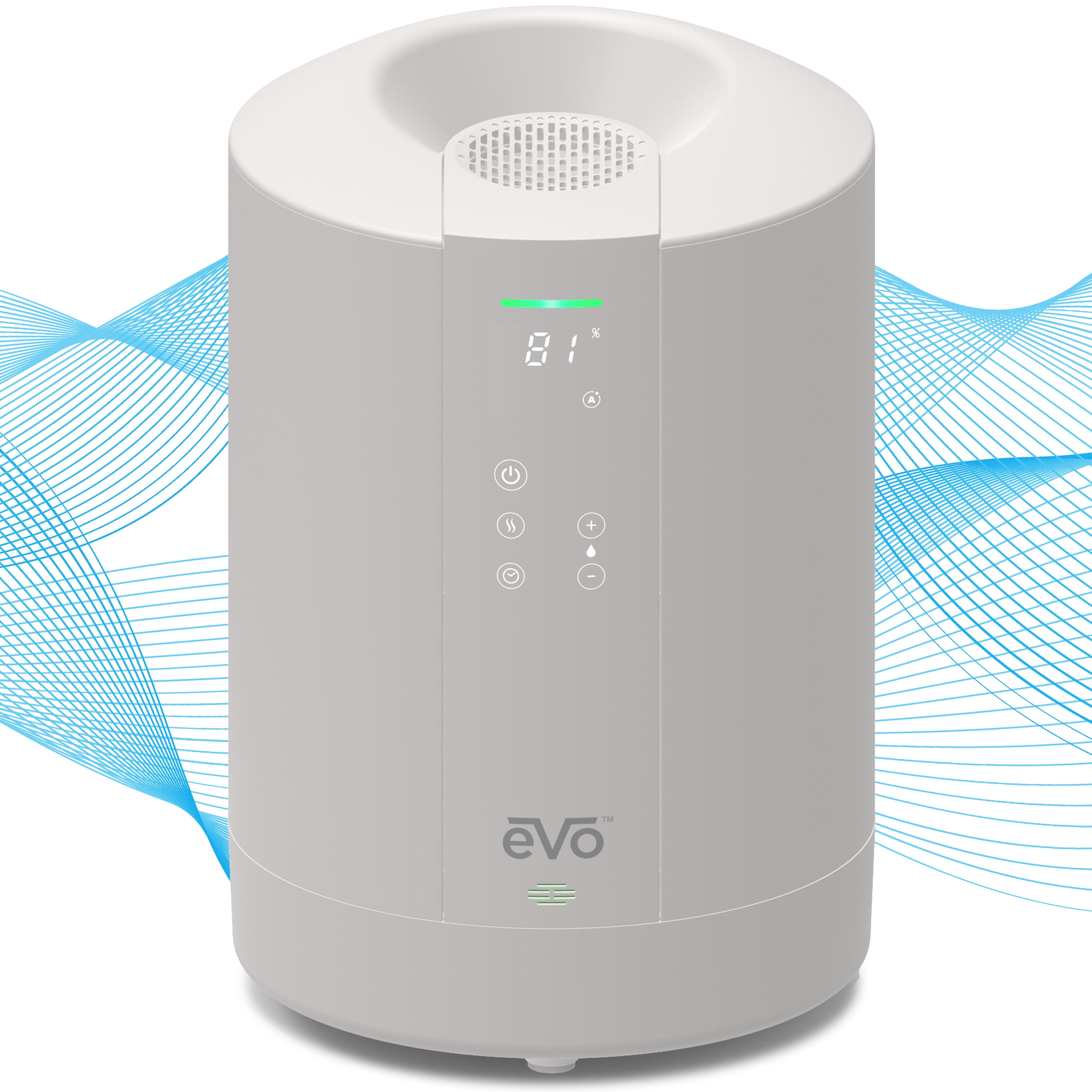 Evo White Evaporative Tabletop Humidifier with Digital Monitoring
