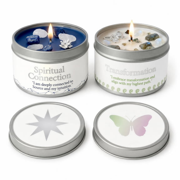 EVODUCK 2 Pack Meditation New Beginnings Crystal Candle Set, Soy Scented Gift Set