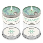 EVODUCK Pisces Zodiac Candle, Sea Salt Orchid, Blue Kyanite Crystal, 1-Wick Soy Wax, Birthday Gift for Women, Set of 2, 2 x 3oz