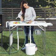ReunionG Folding Fish Cleaning Table With Sink & Faucet - Portable Outdoor Cutting Station For Camping, Fishing, Garden & RV