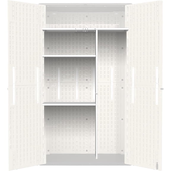 EVOKEDEN Vertical Storage Shed Shelf, Weatherproof Metal Shelf for 60 cuft Tool Cabinet, 45.6''L×13.2''W×69.9''H, White