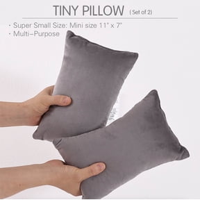 EVOLIVE Tiny Pillow, 2-Pack Gray Micromink Shell Mini Pillows, 11"x7" - Machine Washable, Lightweight, Breathable Multi-Purpose Travel Pillows for Neck, Back Support, Pet Use (Grey, 7"x11")
