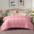 thumbnail image 1 of EVOLIVE All Season Pre Washed Soft Microfiber White Goose Down Alternative Comforter with Box Stitching (Pink, King), 1 of 9