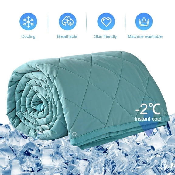 EVOLIVE Elastane Diamond Quilted All Season Light Weight Single Reversible Cooling Quilt/Comforter (Blue, Full/Queen)