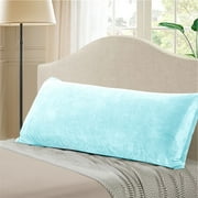 EVOLIVE Soft Micromink, Faux Fur, Faux Suede Body Pillow Cover 21"x54" Replacement with Zipper Closure (21"x54" Body Pillow Cover, Aqua)