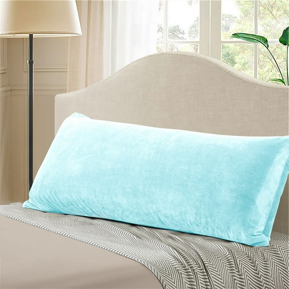 EVOLIVE Soft Micromink, Faux Fur, Faux Suede Body Pillow Cover 21"x54" Replacement with Zipper Closure (21"x54" Body Pillow Cover, Aqua)