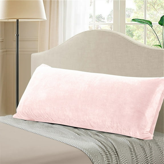 EVOLIVE Soft Micromink, Faux Fur, Faux Suede Body Pillow Cover 21"x54" Replacement with Zipper Closure (21"x54" Body Pillow Cover, Pink)