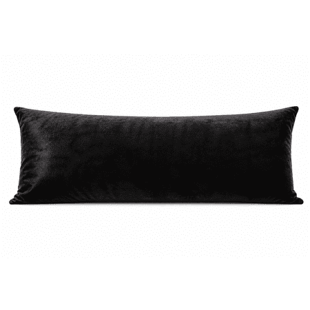 EVOLIVE Soft Micromink, Faux Fur, Faux Suede Body Pillow Cover Replacement with Zipper Closure (Black, 21“X54)
