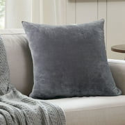 EVOLIVE Soft Micromink، Faux Fur، Faux Suede Euro Sham Cover Pillowcase استبدال بسحاب إغلاق رمادي ، 26X26