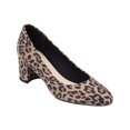 thumbnail image 1 of EVOLVE Womens Beige Leopard Print Traction Comfort Cushioned Robin Almond Toe Block Heel Slip On Leather Dress Pumps 7.5 M, 1 of 5