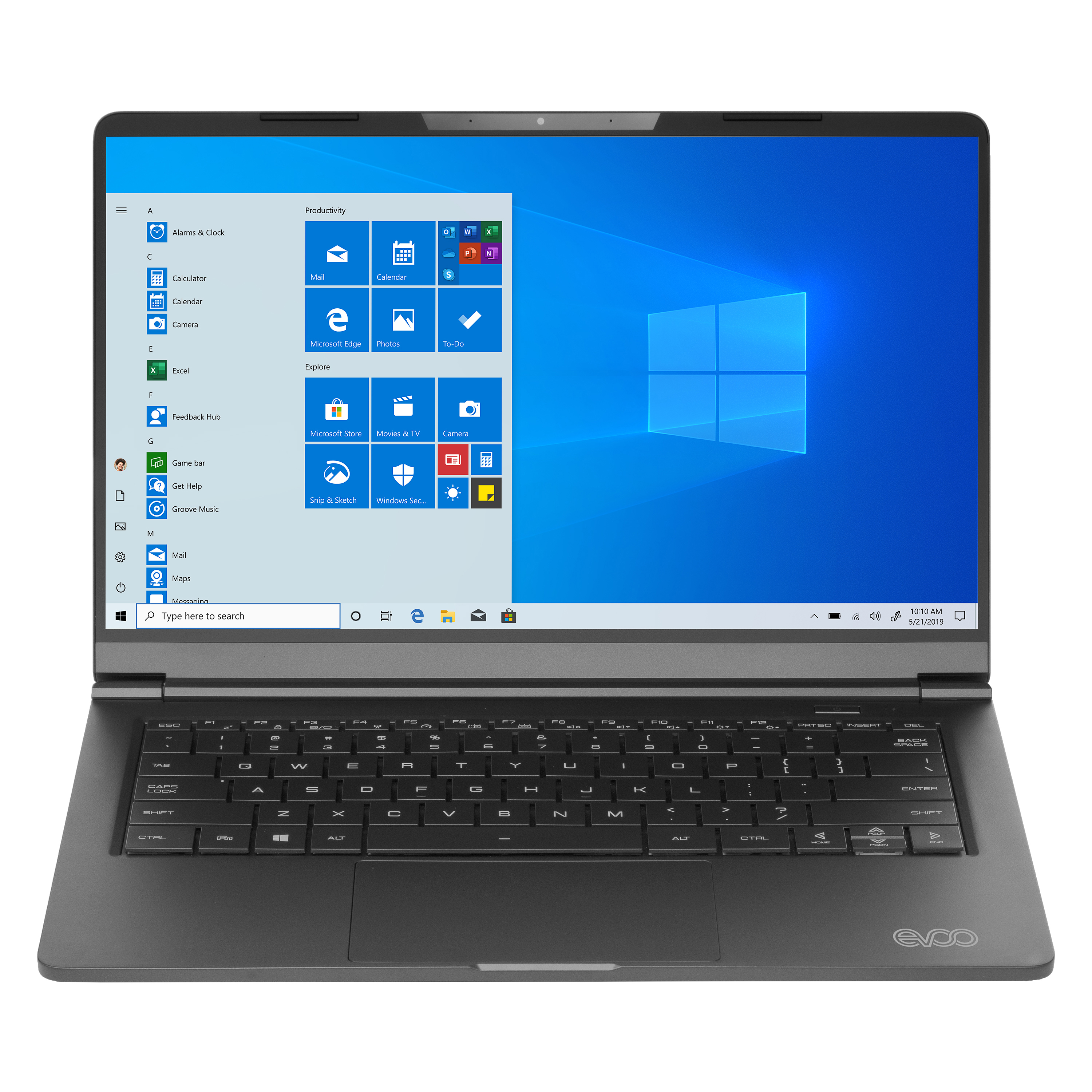 EVOO 14.1” Ultra Slim Notebook - Elite Series, FHD Display, AMD Ryzen 5 3500U Processor with Radeon Vega 8 Graphics, 8GB RAM, 256GB SSD, HD Webcam, Windows 10 Home, Black - image 1 of 9