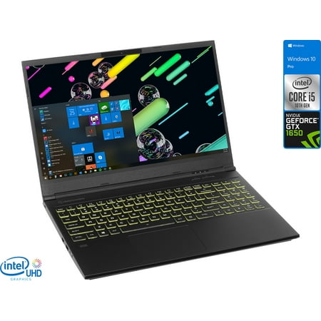 EVOO Gaming Laptop, 15.6" FHD Display, Intel Core i5-10300H Upto 4.5GHz, 8GB RAM, 256GB NVMe SSD, NVIDIA GeForce GTX 1650, HDMI, Mini DisplayPort, Card Reader, Wi-Fi, Bluetooth, Windows 10 Pro