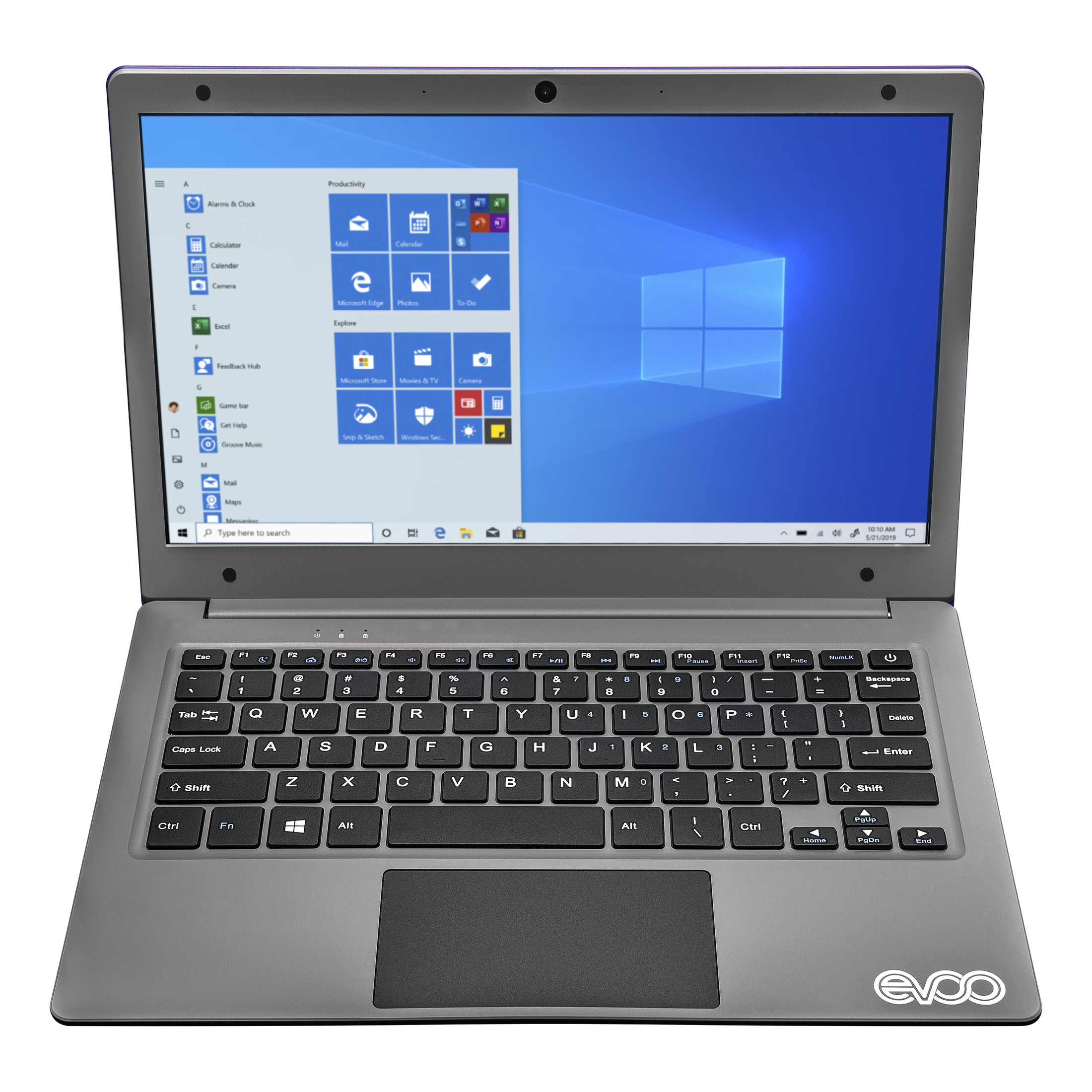 EVOO Notebook 11.6" Laptop, Intel Celeron N4000, 4GB RAM, 64GB HD, Windows 10 Home, Blue - image 1 of 5