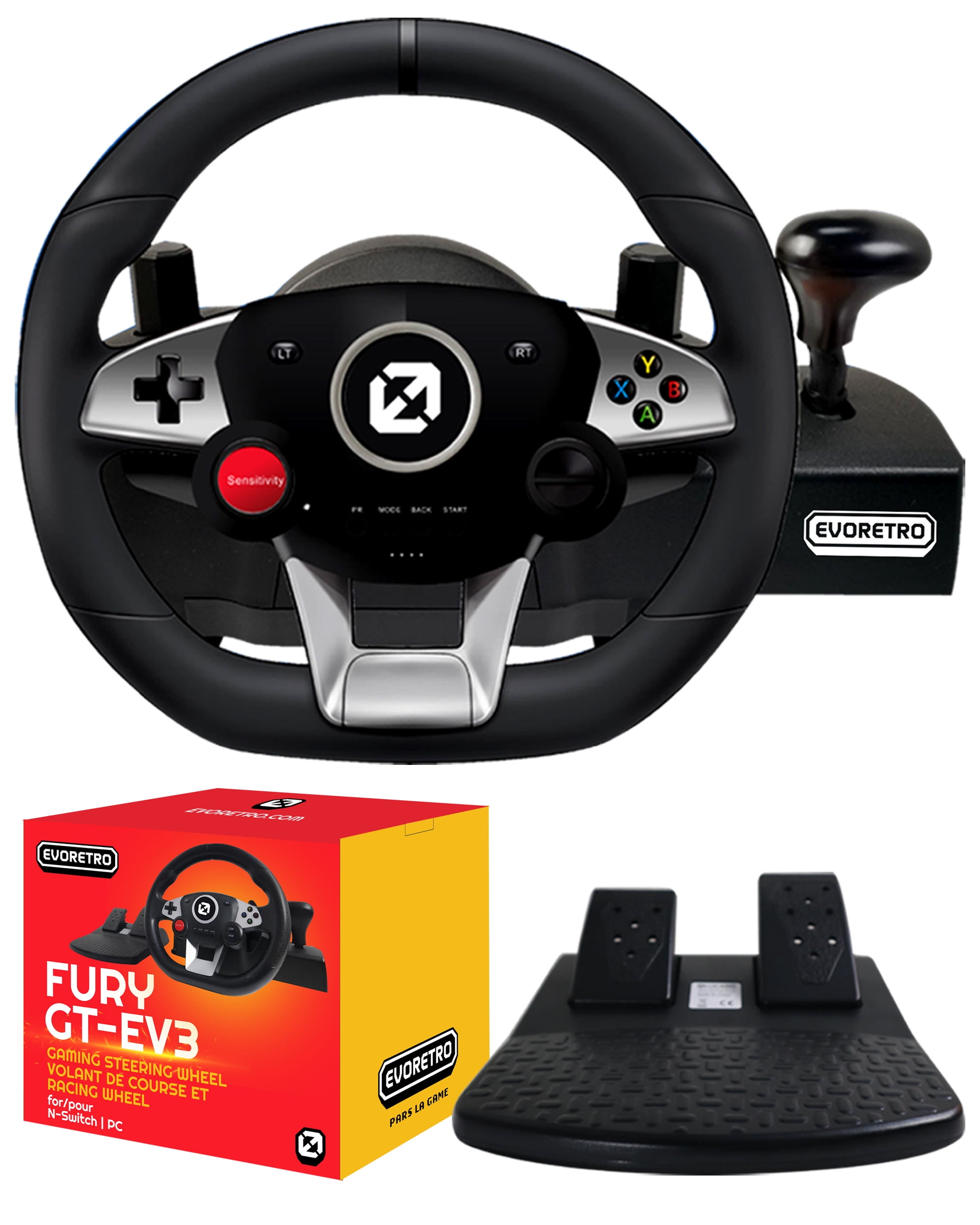 EVORETRO Gaming Steering Wheel for Nintendo Switch, PS4, and PC Games