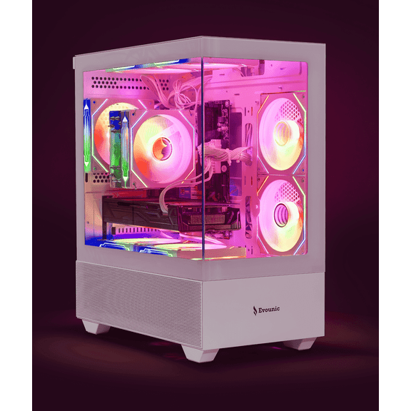 EVOUNIC ARGB Gaming PC Computer Desktop i7-8700K RTX 3060 12GB GDDR6 512GB SSD+1TB HDD 16GB RAM WiFi6 BT 5.4 Win11 W/ RGB Keyboard & Mouse