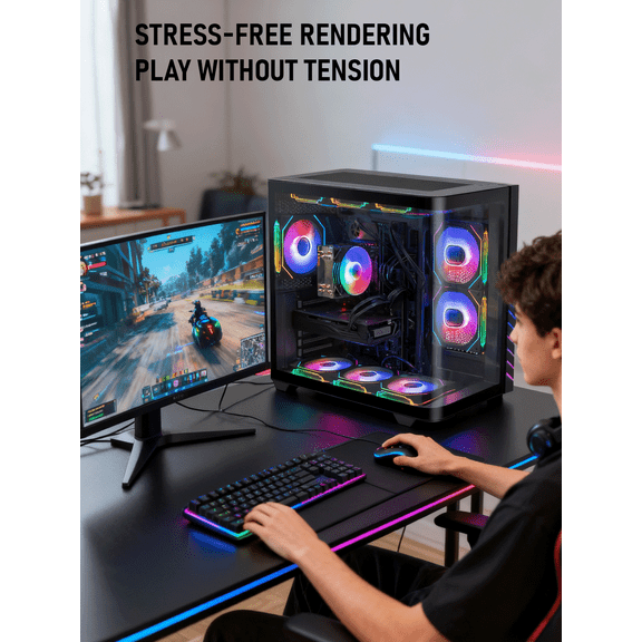EVOUNIC Liquid-Cooled Gaming PC Desktop Intel Core i7-12700KF (Up to 5.0 GHz, 12 Cores 20 Threads) NVIDIA GeForce RTX 5060 8 GB 32 GB DDR4 RAM 1 TB NVMe SSD WiFi 6 & BT 5.4 9× ARGB Windows 11 650W