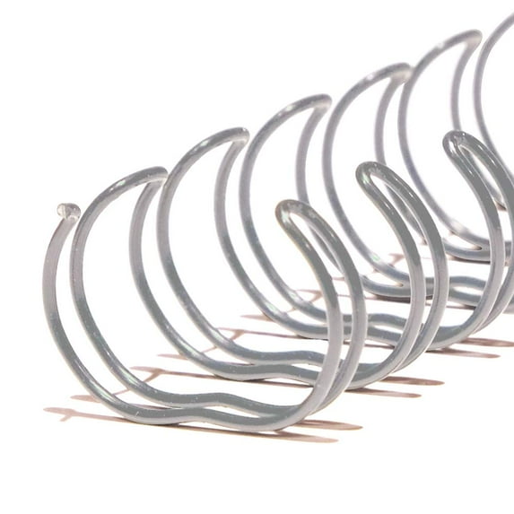 EW21L01-SV - Twin Loop Wire Binding Spines for 190 - 220 Sheet Capacity - 1 inch x 11in - 2 to 1 Pitch - Silver - 50/Bx