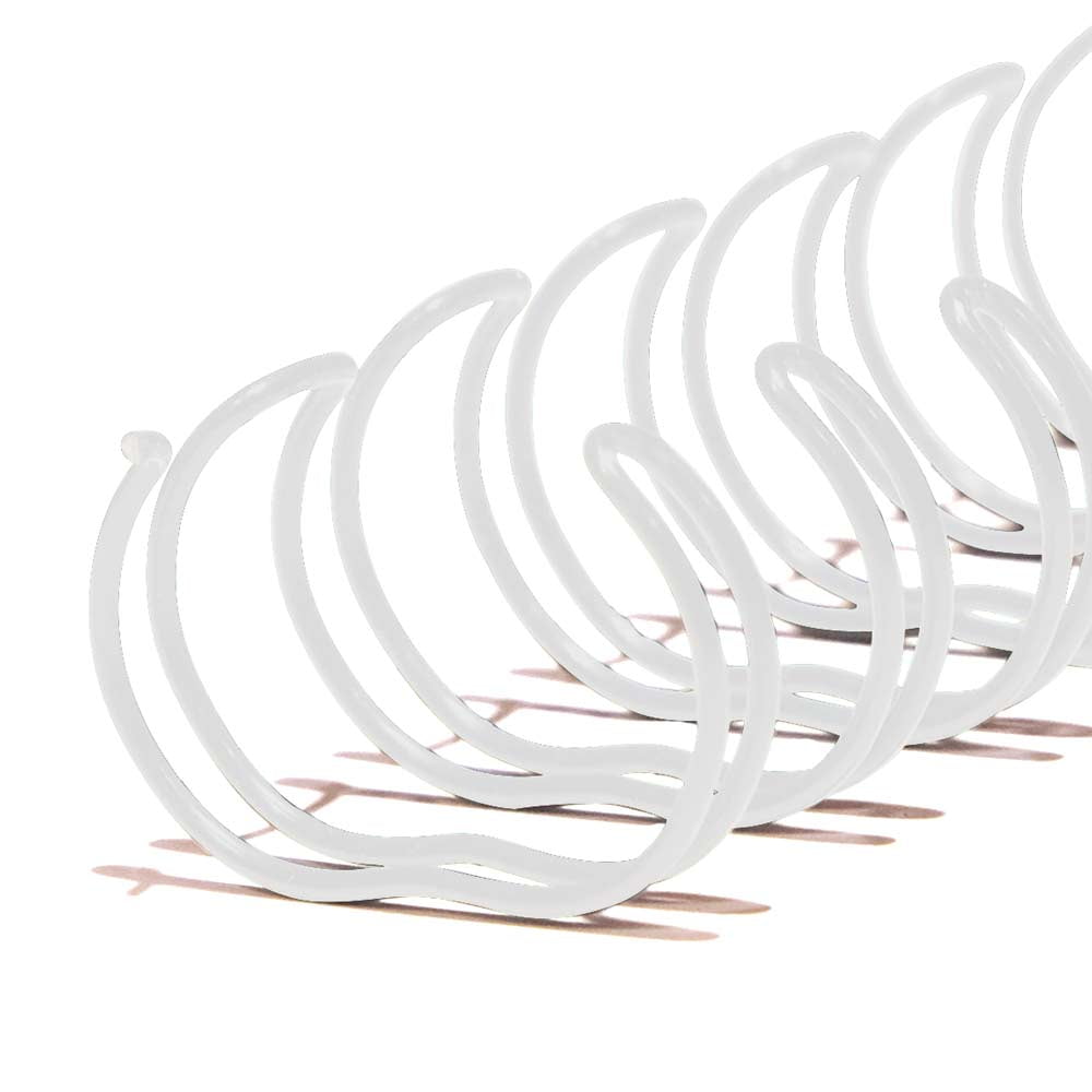 EW21L01-WH - Twin Loop Wire Binding Spines for 190 - 220 Sheet Capacity - 1 inch x 11in - 2 to 1 Pitch - White - 50/Bx
