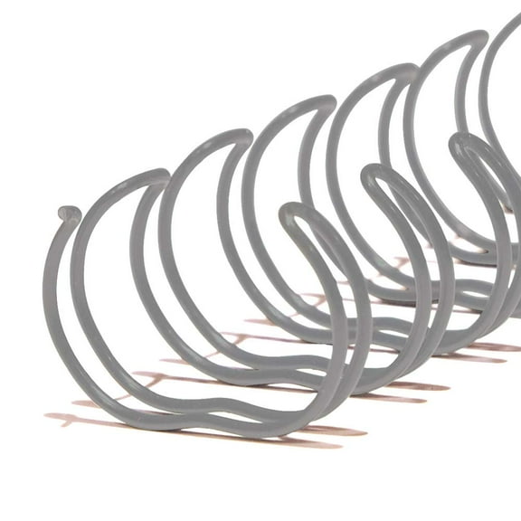 EW32L0308-GY - Twin Loop Wire Binding Spines for 50 - 60 Sheet Capacity - 3/8 inch x 11in - 3 to 1 Pitch - Gray - 100/bx