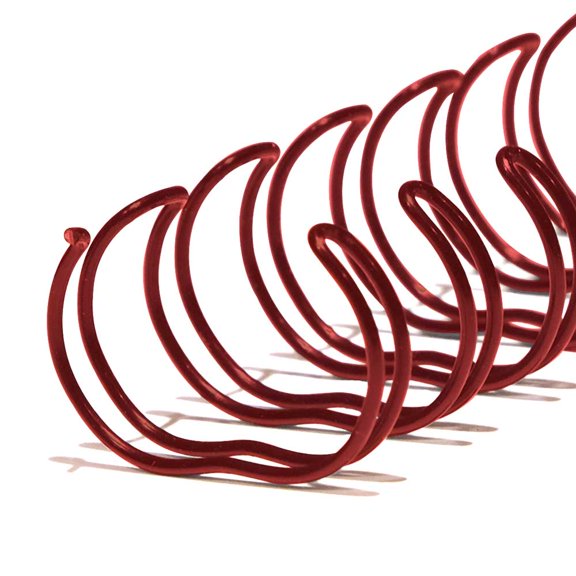 EW32L0308-RD - Twin Loop Wire Binding Spines for 50 - 60 Sheet Capacity - 3/8 inch x 11in - 3 to 1 Pitch - Red - 100/bx