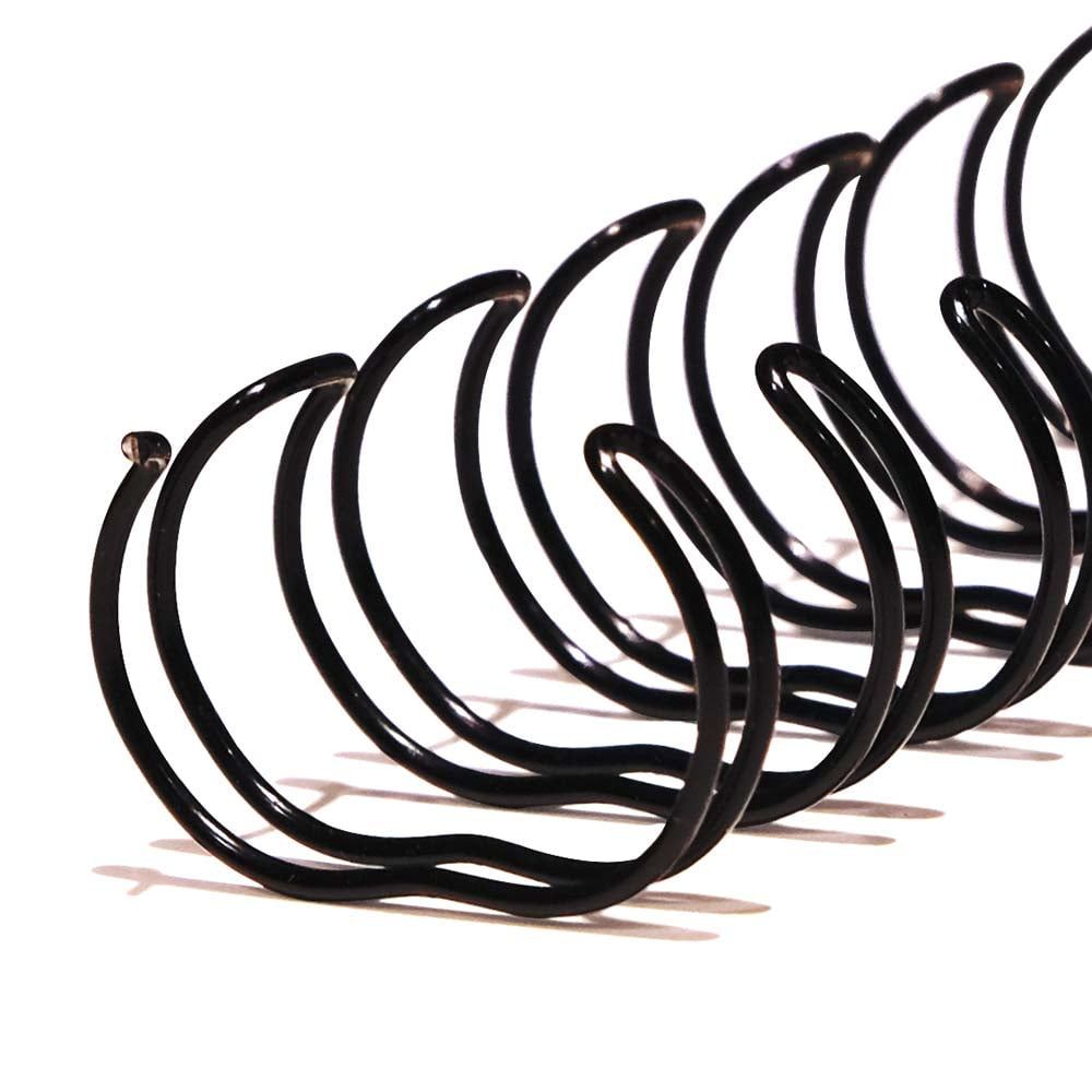 EW32L0716-BK - Twin Loop Wire Binding Spines for 60 - 80 Sheet Capacity - 7/16 inch x 11in - 3 to 1 Pitch - Black - 100/bx