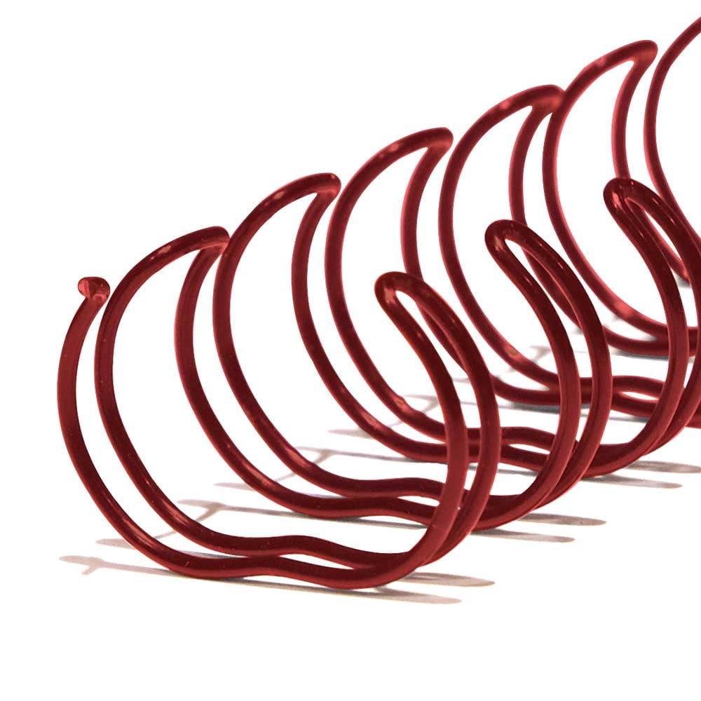 EW32L0716-RD - Twin Loop Wire Binding Spines for 60 - 80 Sheet Capacity - 7/16 inch x 11in - 3 to 1 Pitch - Red - 100/bx