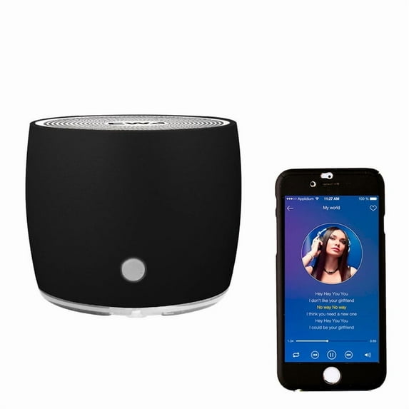 EWA A103 Portable Bluetooth Speaker, Mini Wireless IPx5 Waterproof Outdoor Heavy Bass Bomm Box Subwoofer, Noise Cancelling Microphone for Phone Call, Metal HiFi Shower Speaker (Black)