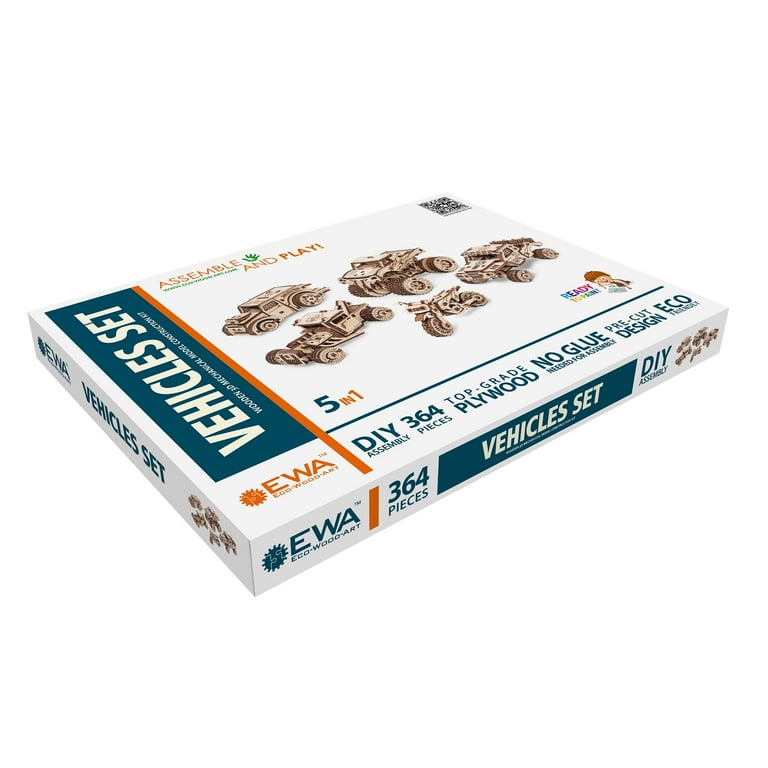 EWA Eco-Wood-Art Vehicles Set 3D Wooden STEM Construction Kit 364