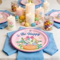 thumbnail image 1 of EWASWON 10 Count Easter Paper Plates, 7 Inch Disposable Pink Plates with Easter Egg Basket & Be Happy Design, Waterproof for Easter Parties & Celebrations, 1 of 6