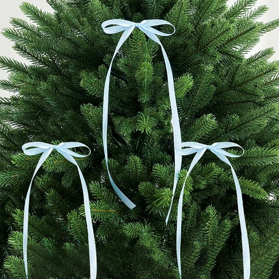 EWASWON 12 Pack Blue Christmas Bows - Reusable Polyester Ribbon Ornaments for Christmas Tree, Festive Holiday Decorations