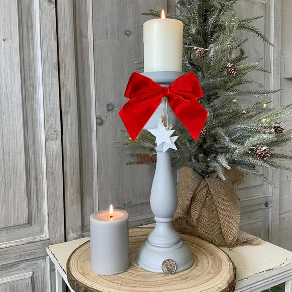 EWASWON 12 Pack Red Velvet Christmas Bows - 5.1x7 Inch Soft Vintage Decor for Christmas Tree, Wreath & Garland - Easy to Attach