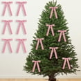 thumbnail image 1 of EWASWON 16 Pack Velvet Christmas Tree Bows, Beige Pink Pre-Tied Long Tail Bow Ornaments for Christmas Wreath Garland Gift Wrapping, Neutral Farmhouse Holiday Decor, 1 of 5