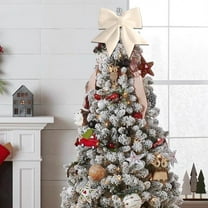 EWASWON 2 Pack White Christmas Glitter Bows, Foam Sparkly Holiday Decorations for Tree, Gifts & Party, Festive Winter Decor Set