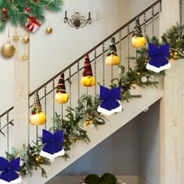 EWASWON 2024 Blue Flocked Christmas Bow Ornament - Large Fabric Holiday Hanging Decoration for Christmas Tree & Window