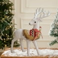 thumbnail image 1 of EWASWON 2025 Christmas Reindeer Figurine, White Turning Head Reindeer Decor with Bow, Tabletop Bookshelf Holiday Festive Decor, 1 of 6