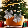 thumbnail image 1 of EWASWON 4 Pack Dark Gray Christmas Bows - Plaid Polyester Holiday Decor for Christmas Tree, Gift Wrapping & Wreaths - Festive Xmas Decorations, 1 of 6