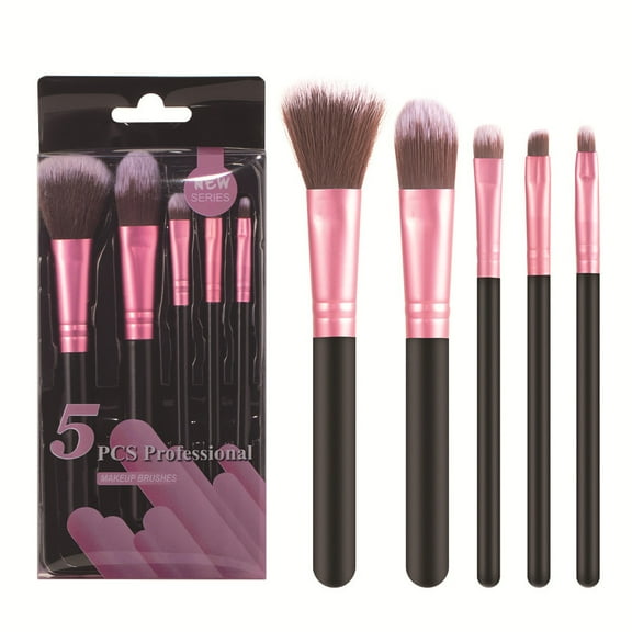 EWASWON 5 Piece Basic Face Makeup Brush Set, Loose Powder Setting Brush, Angled Blush Brush, Eyeshadow Blending Brush Professional Makeup Brushes Kit
