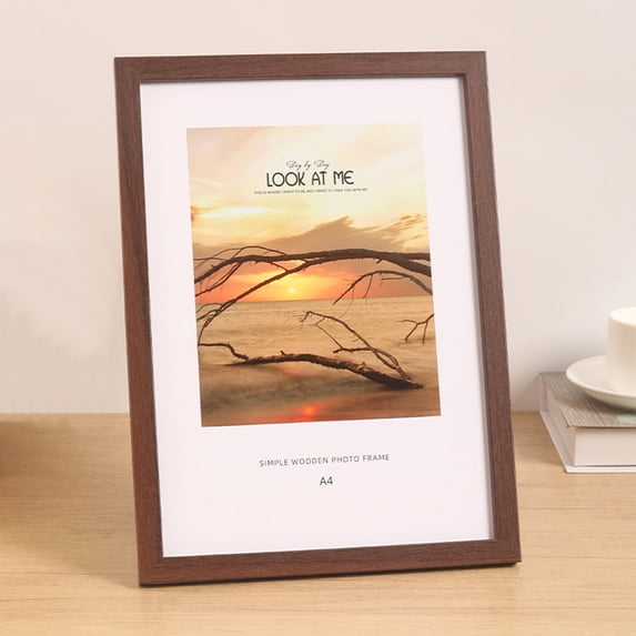 EWASWON 7x5 Photo Frame Wooden Picture Frame Tabletop and Wall Hanging Rustic Brown Solid Wood for Tabletop Display Family Wedding Pictures