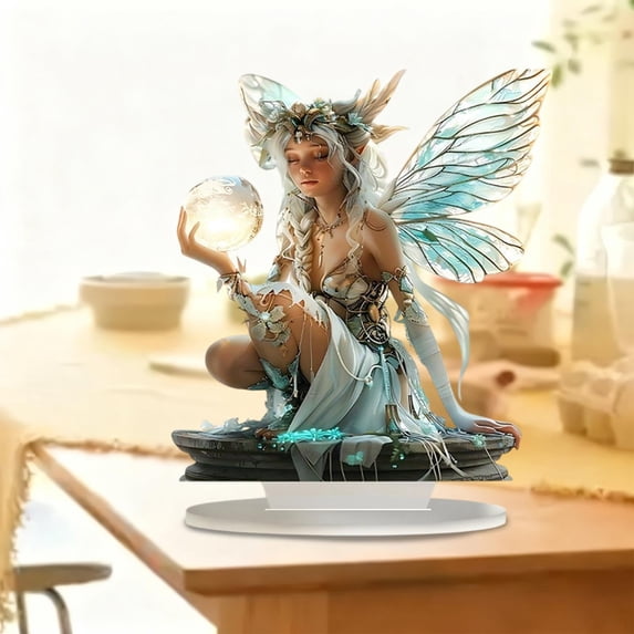 EWASWON Acrylic Fairy Standing Decor 7.9 Inch Multicolor Tabletop Ornament Home Shelf Decor Gift for Her