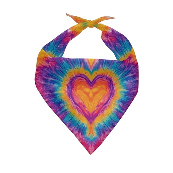 EWASWON Adjustable Dog Bandana - St. Patrick’s Day & Valentine’s Day Tie Dye Heart Pattern Bib-Style Pet Handkerchief, Machine Washable Soft Fabric for All Dog Sizes