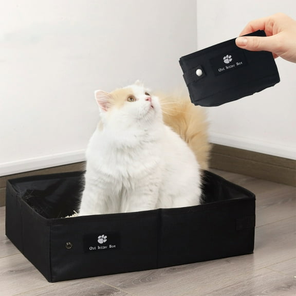 EWASWON Cats Travel Litter Box Use in Hotels, Portable Folding Design, Waterproof Encrypted Nylon Cloth Lining No Leakage, Easy to Wipe and Wash