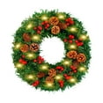 thumbnail image 1 of EWASWON Christmas 11.8 Inch Pre-lit Christmas Wreath, Artificial Green LED Lighted Wreath, Door Hanging Holiday Decoration, 1 of 6