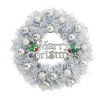 EWASWON Christmas 11.8 Inch White Pre-lit LED Christmas Wreath - Artificial Hanging Decor for Door, Festive Xmas Decoration with Lights