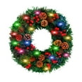 thumbnail image 1 of EWASWON Christmas 12 Inch Artificial Green Christmas Wreath with LED Lights - Front Door Holiday Decoration, 1 of 6