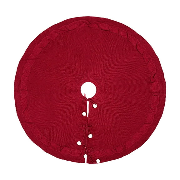 EWASWON Christmas 1Pcs Oversized Knitted Christmas Tree Skirt - 50 Inch Red, Holiday Decor for Christmas Tree Base