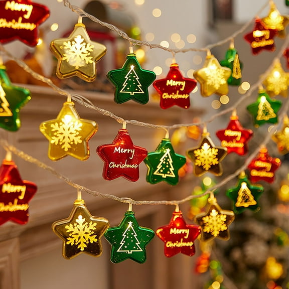 EWASWON Christmas 1X Christmas LED String Lights - 6M 40-Light, Electroplated Snowball & Christmas Tree Design, Plug-in, Flexible for Indoor Decor