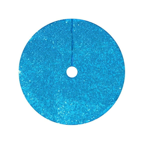 EWASWON Christmas 30 Inch Blue Sequin Velvet Christmas Tree Skirt - Vintage Glitter for Pencil Trees, Indoor Outdoor Holiday Decor